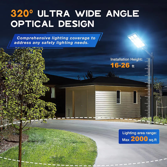 OKPRO Solar Street Light, IP66 Waterproof Solar Lights Outdoor