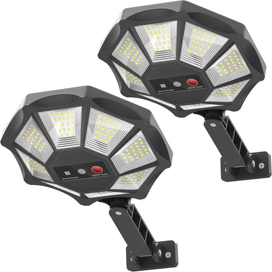 Solar Lights Outdoor, 168LED 6500K Flood Light Dusk to Dawn
