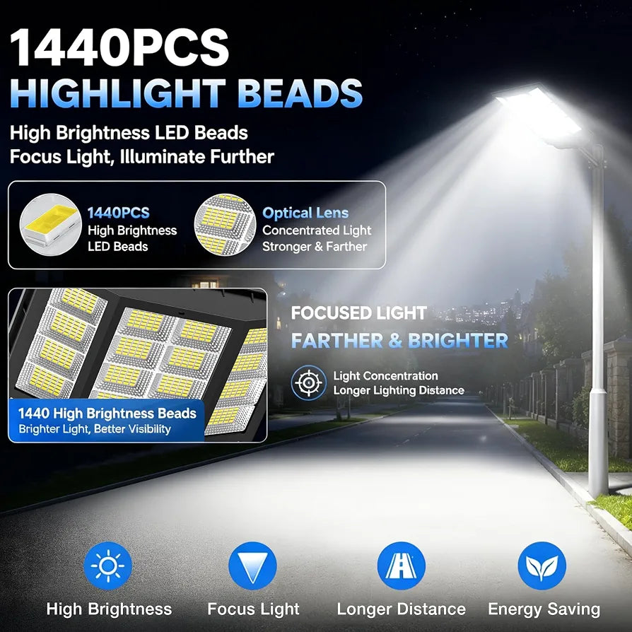 OKPRO 15000W Solar Street Lights, Solar Lights Outdoor IP66 Waterproof
