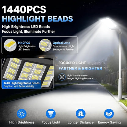OKPRO 15000W Solar Street Lights, Solar Lights Outdoor IP66 Waterproof