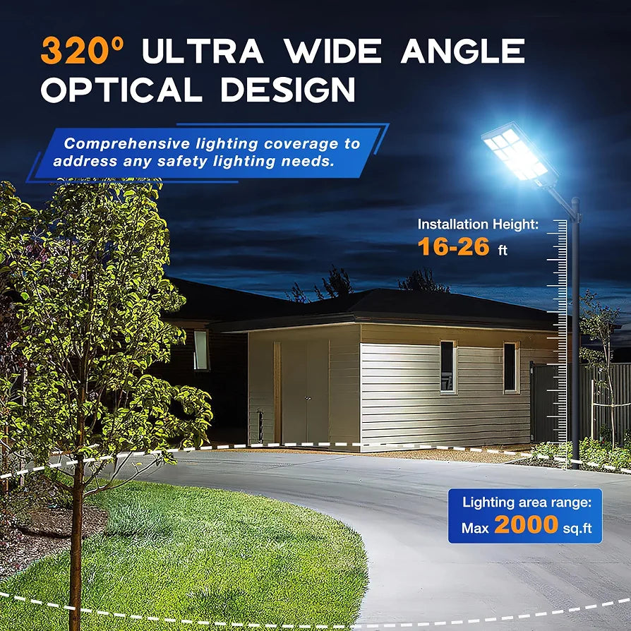OKPRO Solar Street Light, IP66 Waterproof Solar Lights Outdoor