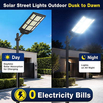OKPRO 15000W Solar Street Lights, Solar Lights Outdoor IP66 Waterproof