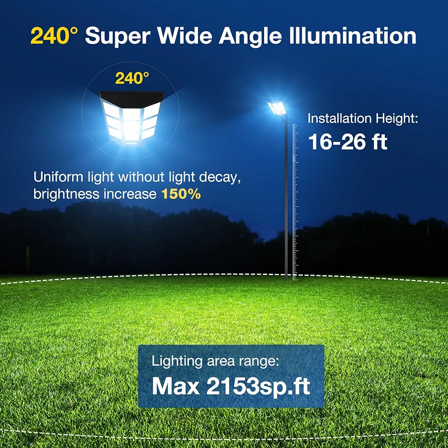 OKPRO Solar Street Light, IP66 Waterproof Solar Lights Outdoor