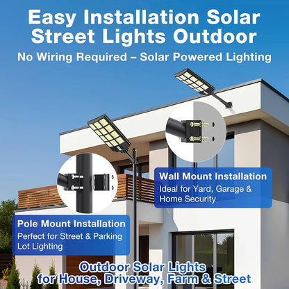 OKPRO Solar Street Light, IP66 Waterproof Solar Lights Outdoor