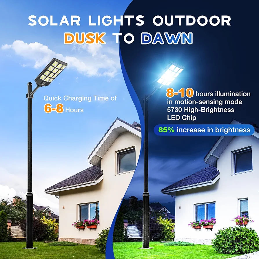 OKPRO Solar Street Light, IP66 Waterproof Solar Lights Outdoor