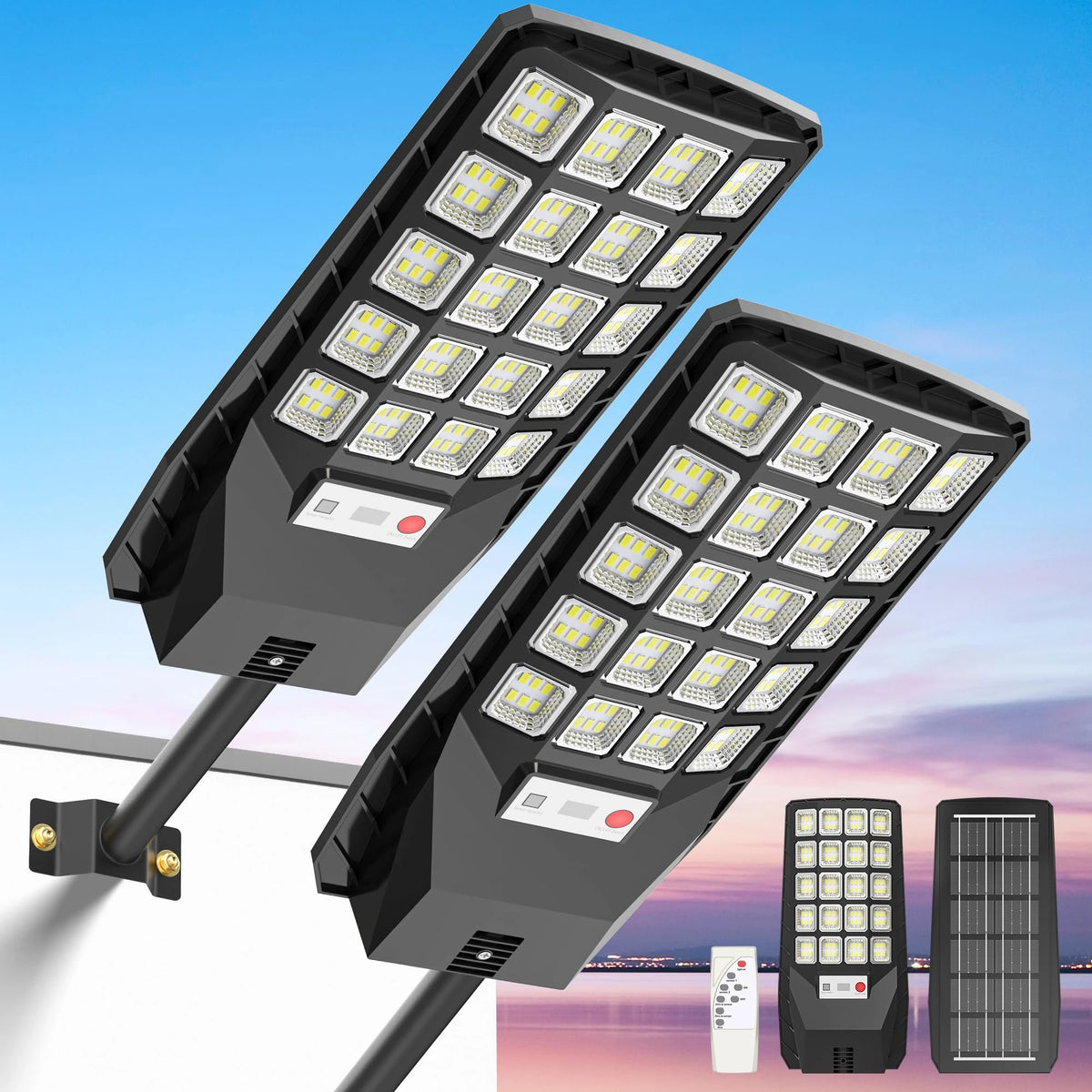 Solar Street Lights Outdoor, Motion Sensor, Remote, IP66