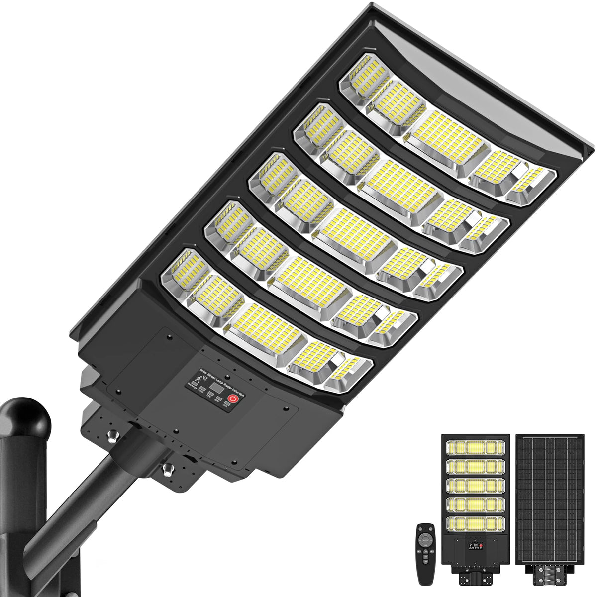 10000W Solar Street Lights Outdoor, Super Bright Solar Lights Outdoor Waterproof with Motion Sensor, IP66 Solar Flood Security Lights with Remote Control for Yard, Driveway, Parking Lot,Stadium