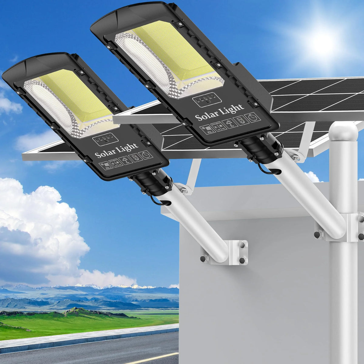 20000W Large Solar Street Light Outdoor,7000K Commercial Dusk to Dawn