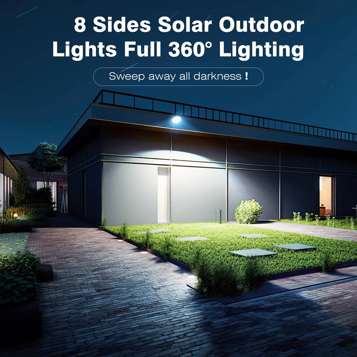 Solar Lights Outdoor, 168LED 6500K Flood Light Dusk to Dawn