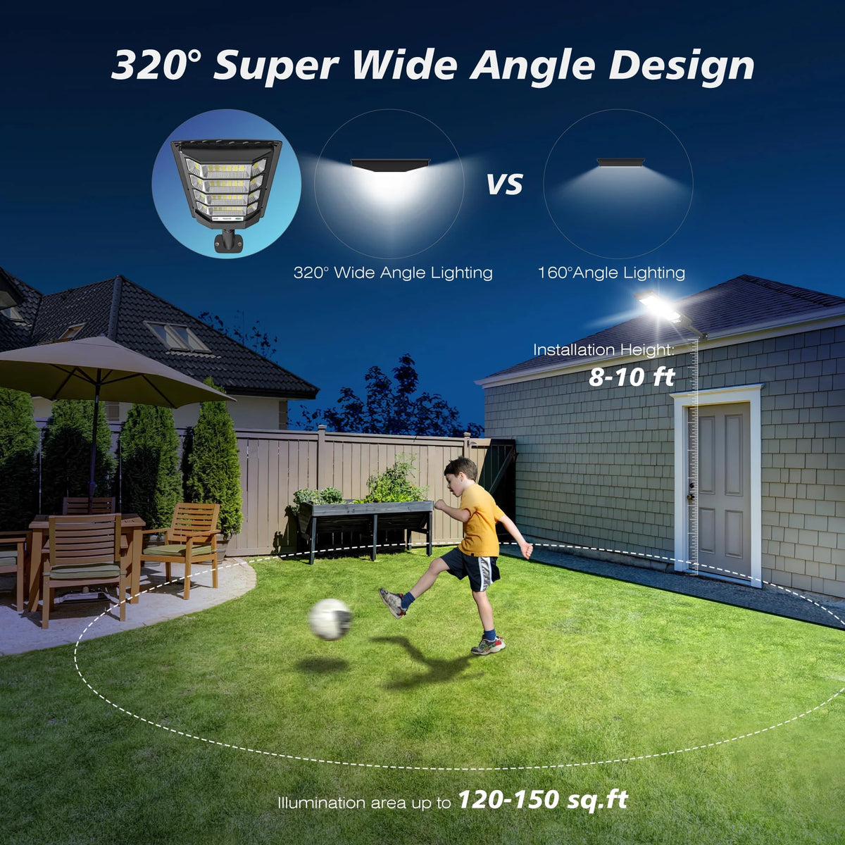 Solar Lights Outdoor, Dusk to Dawn with Motion Sensor, IP66