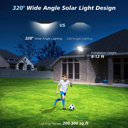 Solar Street Lights Outdoor, Motion Sensor, Remote, IP66