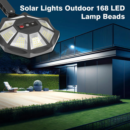 Solar Lights Outdoor, 168LED 6500K Flood Light Dusk to Dawn
