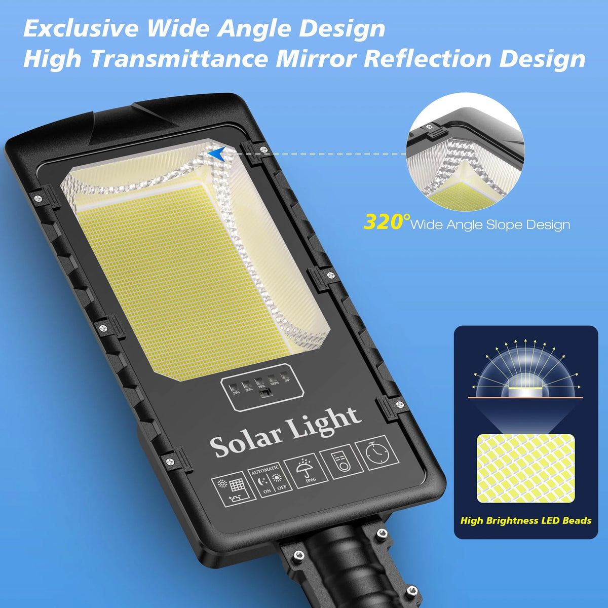 20000W Large Solar Street Light Outdoor,7000K Commercial Dusk to Dawn