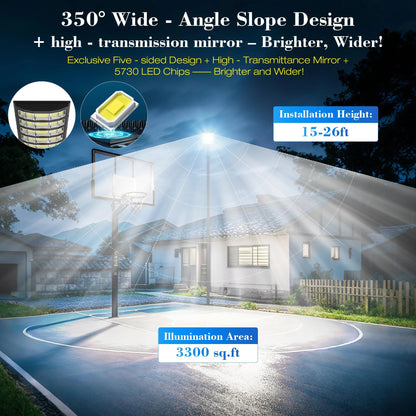 10000W Solar Street Lights Outdoor, Super Bright Solar Lights Outdoor Waterproof with Motion Sensor, IP66 Solar Flood Security Lights with Remote Control for Yard, Driveway, Parking Lot,Stadium