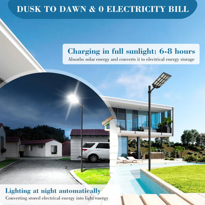 Solar Street Lights Outdoor, IP66 Waterproof Commercial Solar Lights