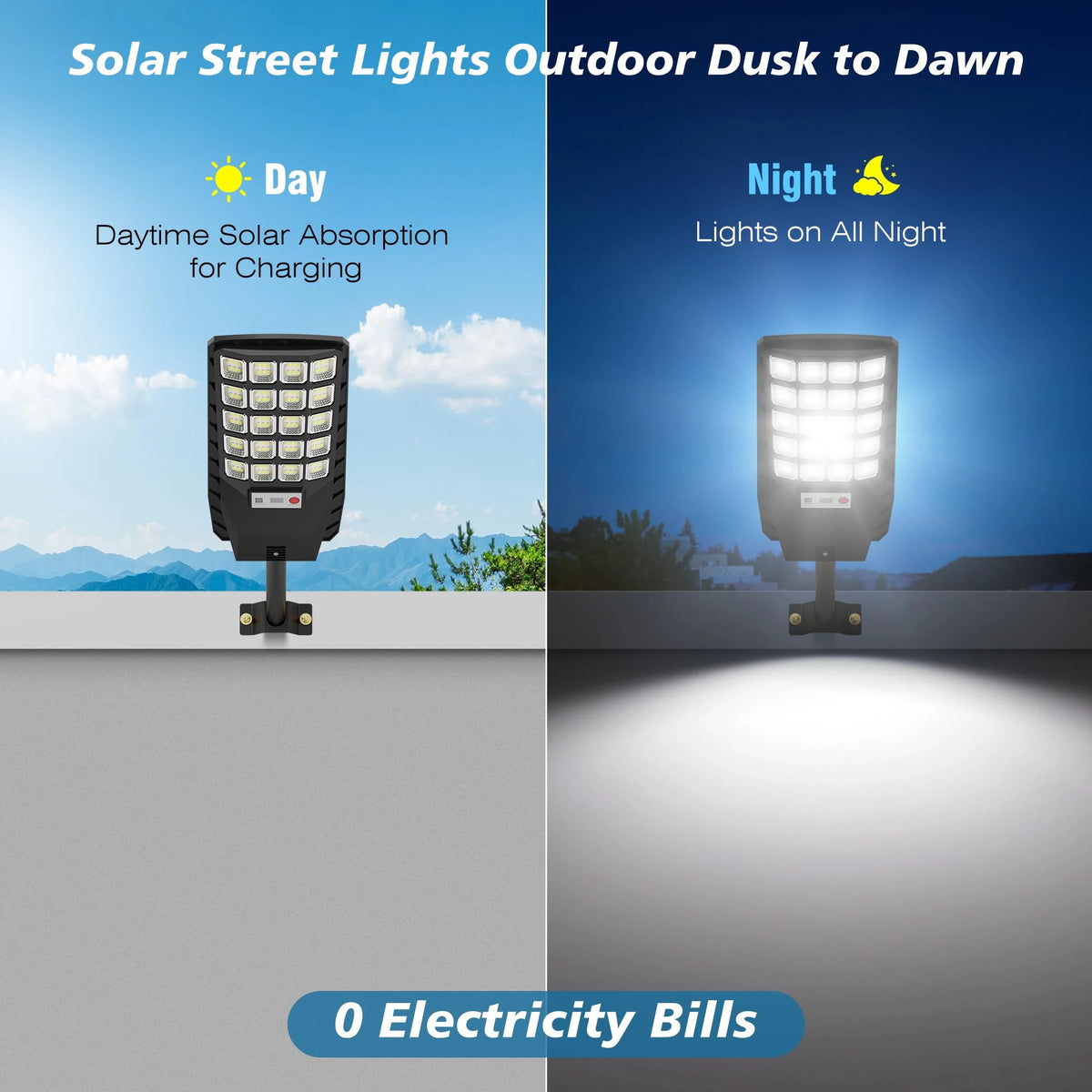 Solar Street Lights Outdoor, Motion Sensor, Remote, IP66
