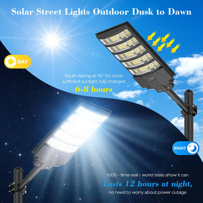10000W Solar Street Lights Outdoor, Super Bright Solar Lights Outdoor Waterproof with Motion Sensor, IP66 Solar Flood Security Lights with Remote Control for Yard, Driveway, Parking Lot,Stadium