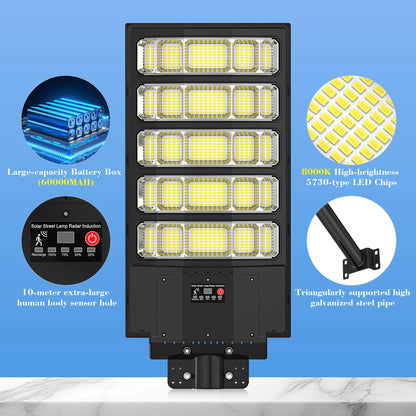 10000W Solar Street Lights Outdoor, Super Bright Solar Lights Outdoor Waterproof with Motion Sensor, IP66 Solar Flood Security Lights with Remote Control for Yard, Driveway, Parking Lot,Stadium