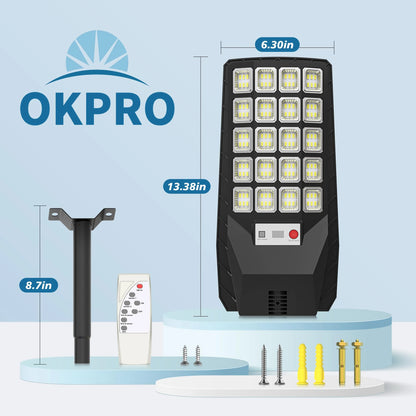 Solar Street Lights Outdoor, Motion Sensor, Remote, IP66
