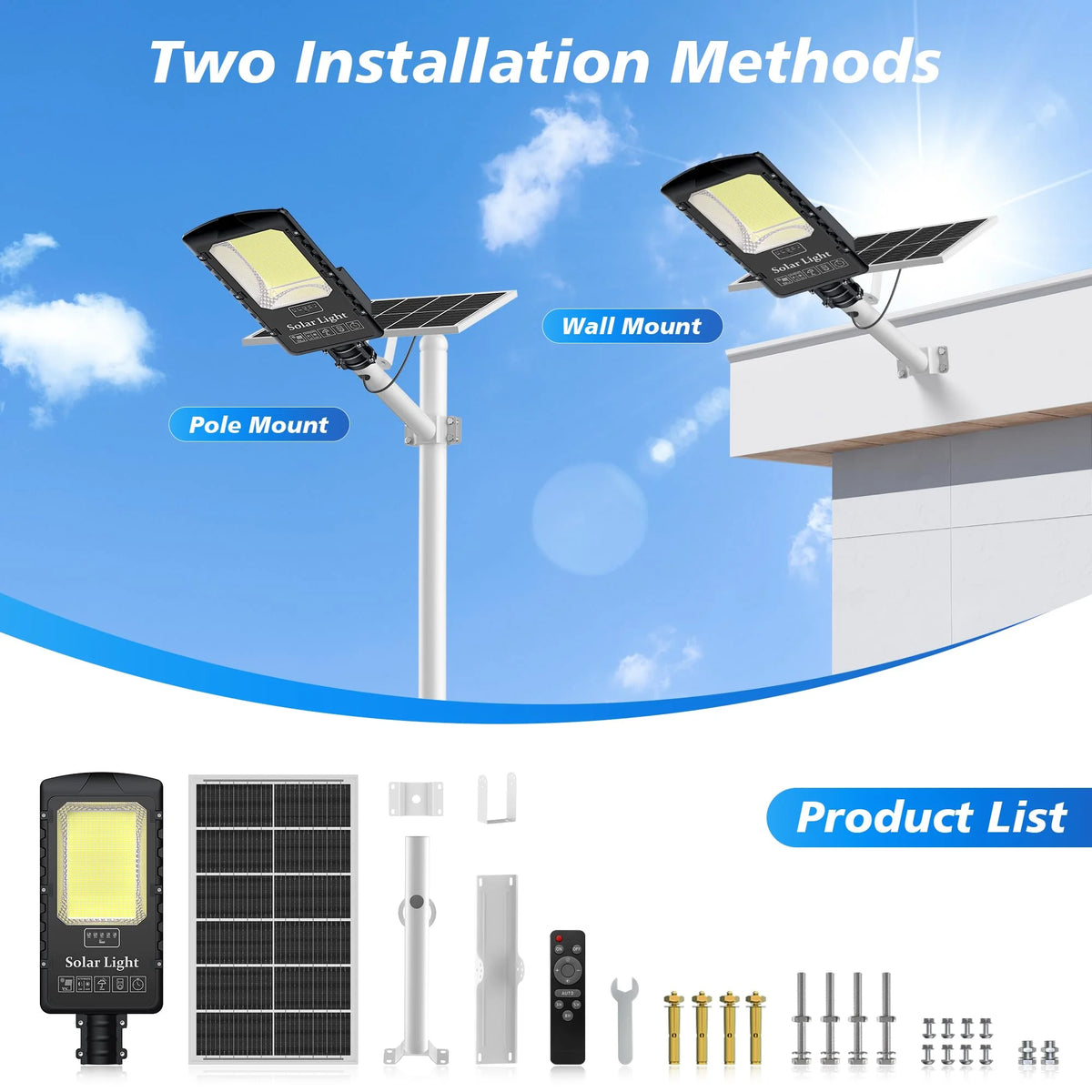 20000W Large Solar Street Light Outdoor,7000K Commercial Dusk to Dawn